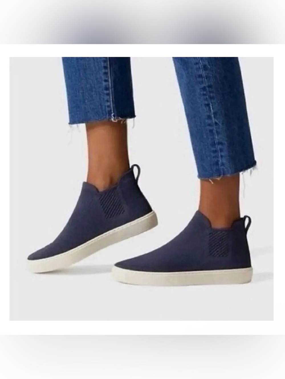 Rothy’s The Chelsea Limited Edition Nightfall Dark Blue Fabric Sneaker Boot 7.5